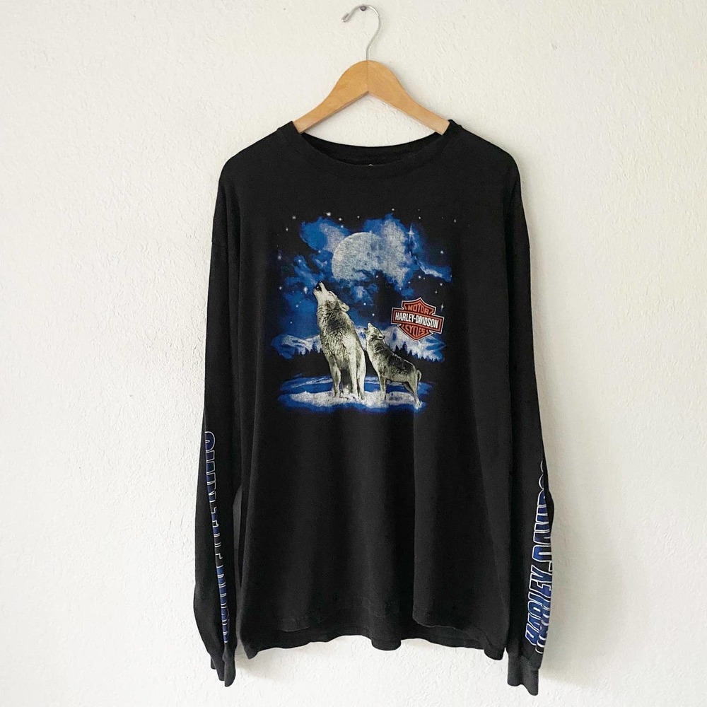 Vintage Harley Davidson Long Sleeve Wolf Tee 6IA
